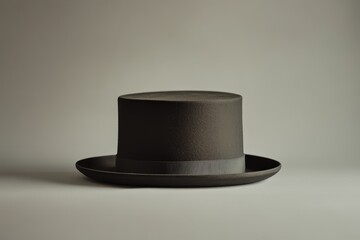 A traditional black top hat sitting on a flat surface