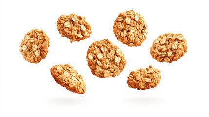 Flying Delicious Oatmeal Cookies &ndash; A Whimsical Scene of Freshly Baked Oatmeal Cookies Floating Mid-Air