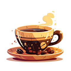 Coffee and accessories concept  illustrations for wallpaper or advertising