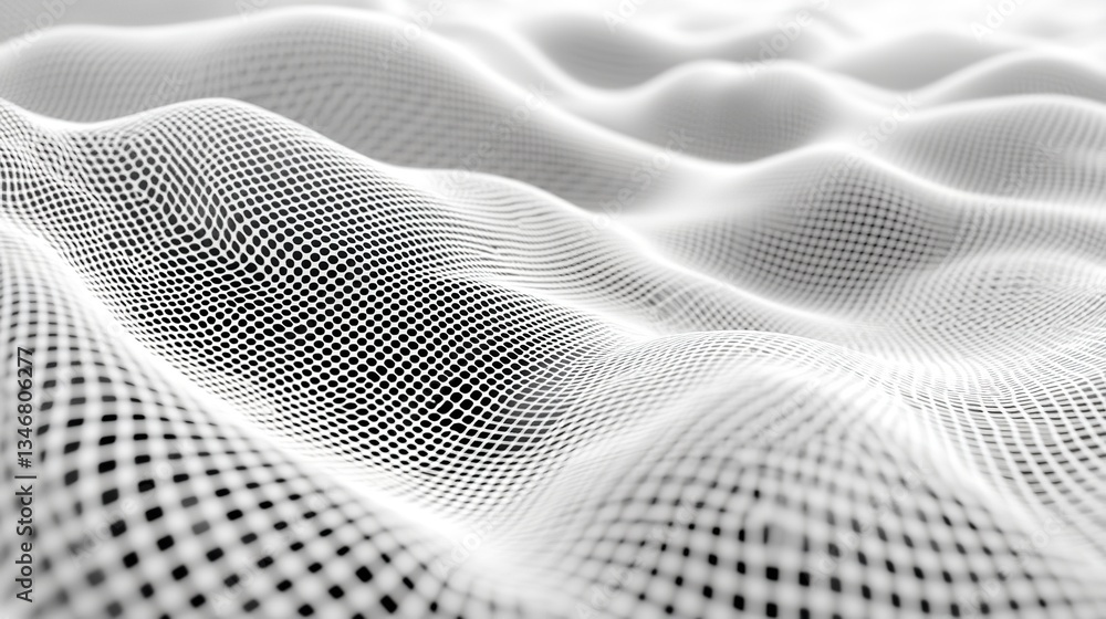 Poster abstract white grid wave digital background modern design elegant texture smooth surface network