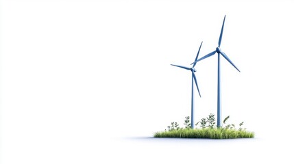 Offshore Wind Turbines Generating Clean Energy in a Green Landscape