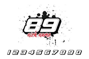 89 Set of racing sport race number Vector EPS 10