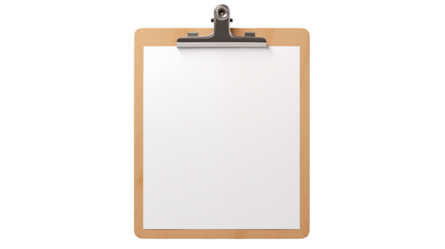 Blank Clipboard Mockup  Perfect for Note Taking To Do Lists and Office Design on white and transparent Background	
