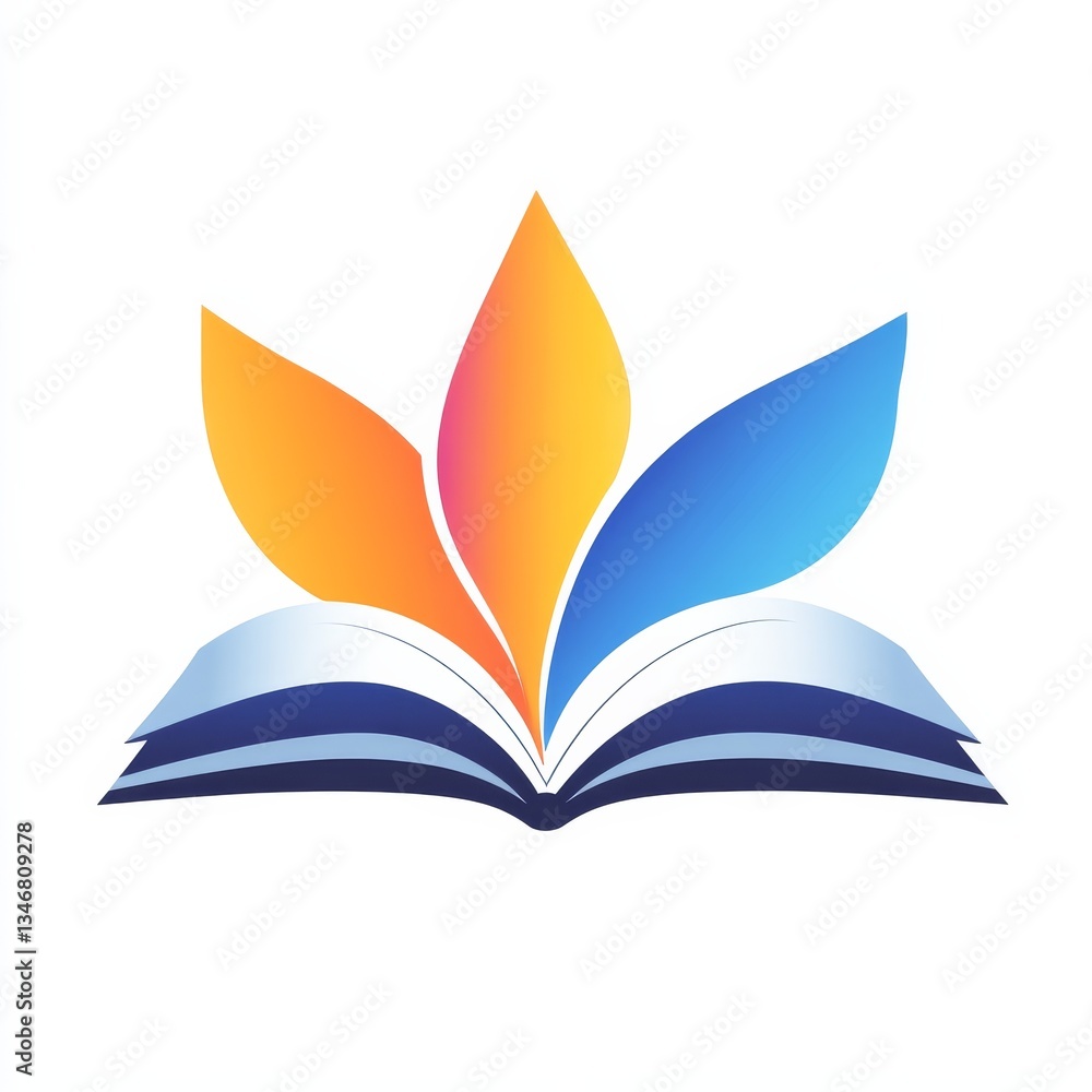 Poster the bloom of knowledge: an open book with colorful petals representing growth and learning