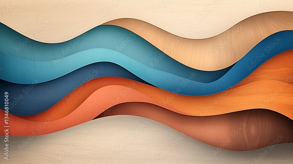 Poster abstract wavy layered design with vibrant colors