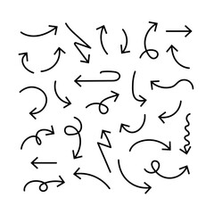 Hand drawn arrow collection black sign or symbol element doodle design