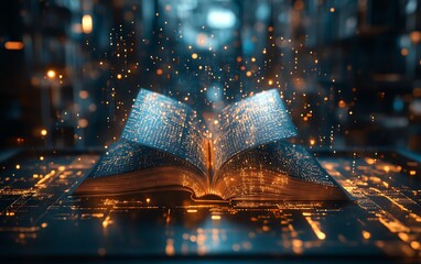 Magical glowing book, fantasy, sparkle