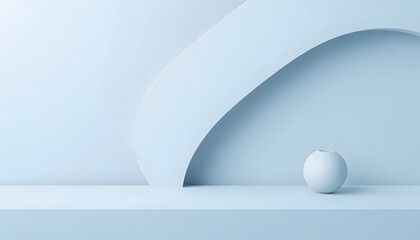Abstract Light Blue 3D Render Background with Sphere