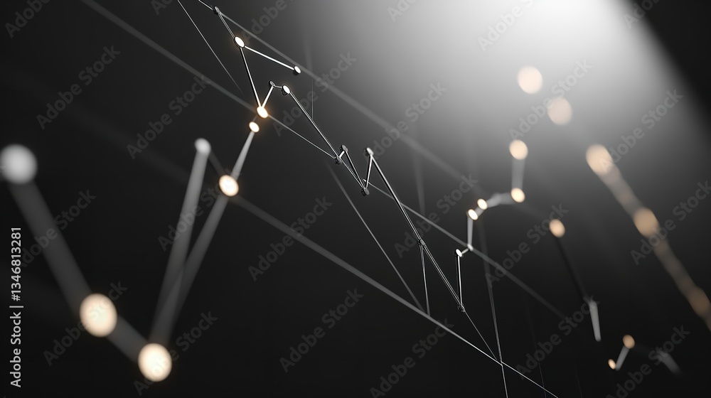 Poster abstract dark background elegant financial graph modern stock market data analysis 3d chart lines