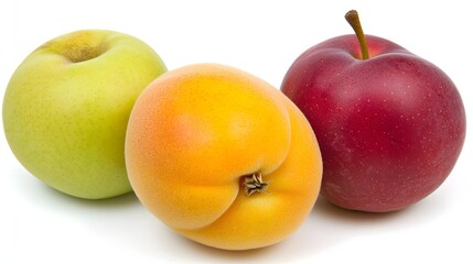 Variety of Fresh Apples Including Green, Red, and Yellow Apples Isolated on White Background