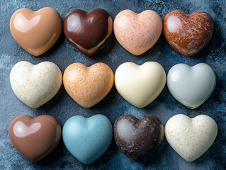 Fototapeta premium Colorful heart shapes for a cheerful greeting card or poster.