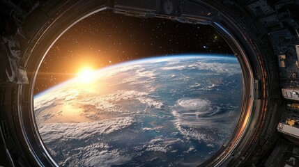 Fototapeta premium A Majestic View of Earth Captured from the Space Station above Our Planet in Stunning Detail