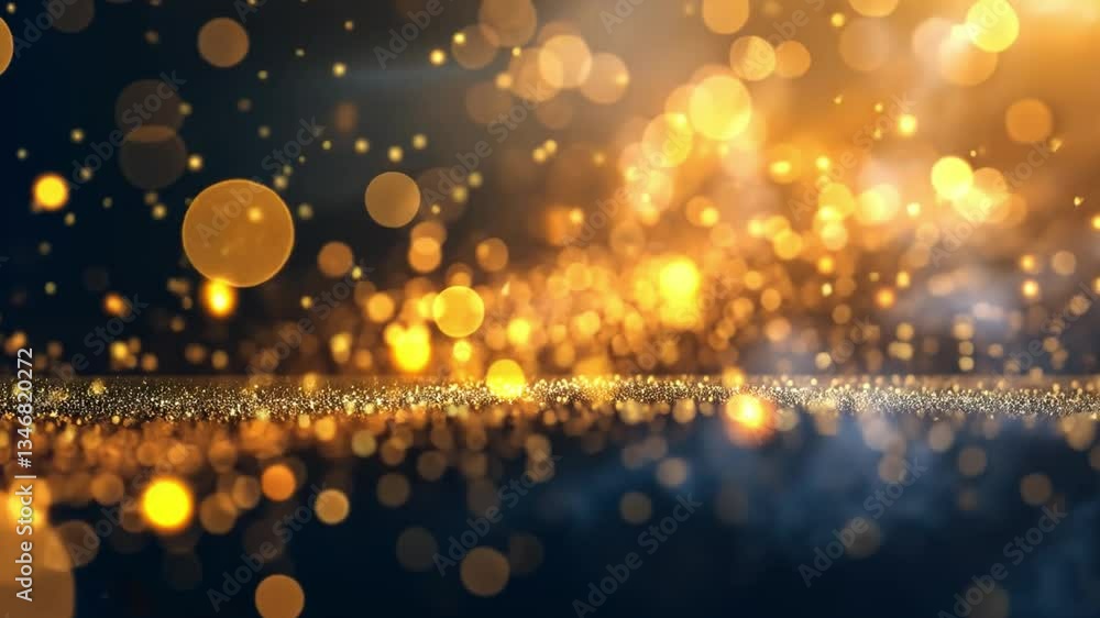 Poster mesmerizing abstract background with shimmering golden bokeh lights, creating festive glow and textu