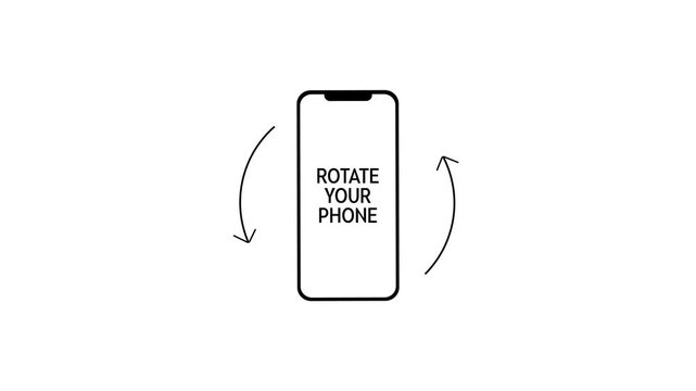 Vertical Animation for Rotate Your Phone to Landscape orientation. Rotate Your Device from Vertical to Horizontal. Black Outline Icon Animation on White Background for Social Media	