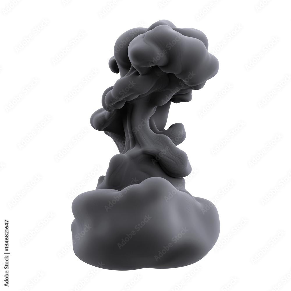 Aufkleber black ink flowing in water creating abstract cloud shapes and fluid motion dynamics
