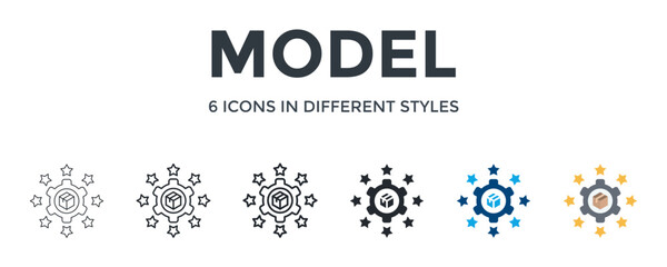 Model Icon In Different Style Vector Illustration. Designed In Thin Line, Regular Line, Bold Line, Glyph, Color Fill, And Flat Style Can Be Used For Web