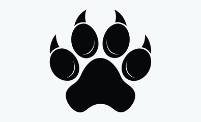 Bobcat paw print silhouette, black animal track icon © Silhouettify