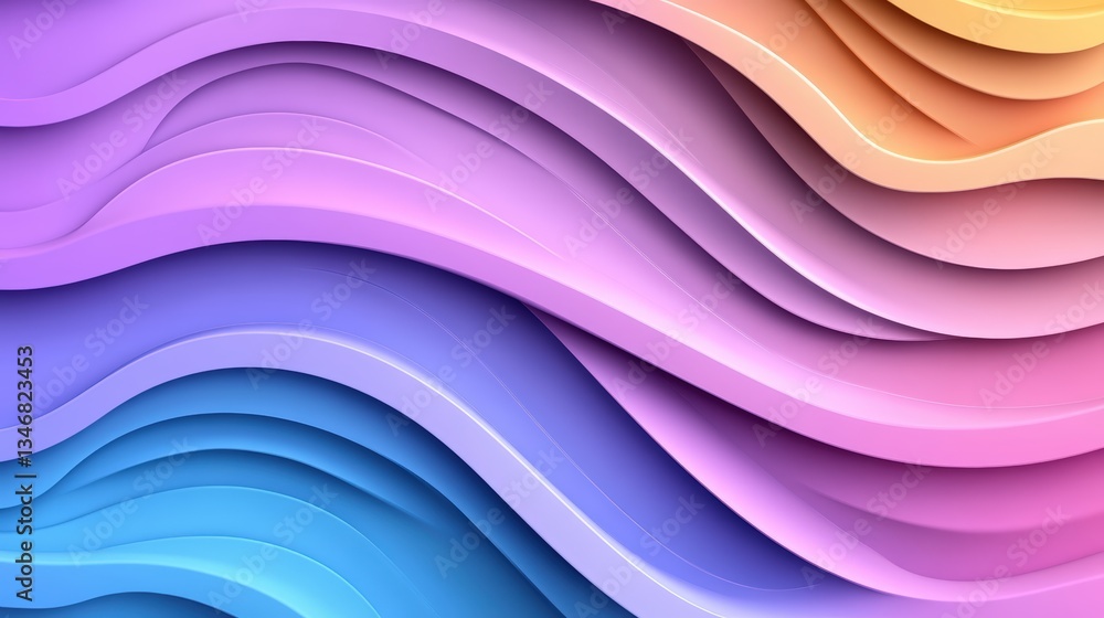 Poster abstract background featu layered undulating waves of pastel colors transitioning between cool blues
