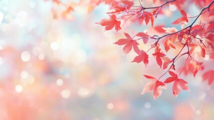 Fototapeta premium Beautiful Vibrant Branch with Red Leaves Setting a Stunning Background for Nature Themes