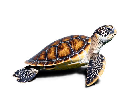 Majestic sea turtle gracefully glides through the mysterious deep ocean