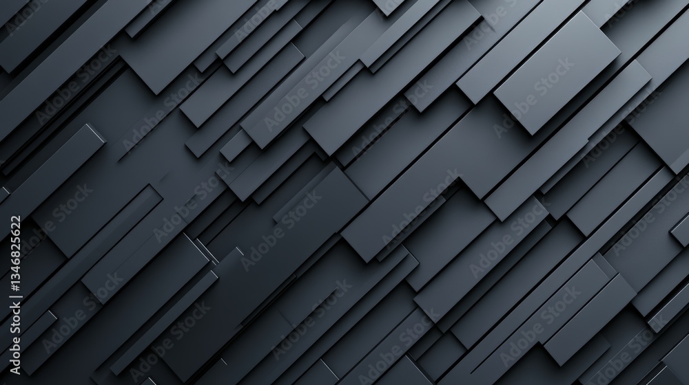 Poster abstract background featu dark gray rectangular shapes in an overlapping, diagonal arrangement creat