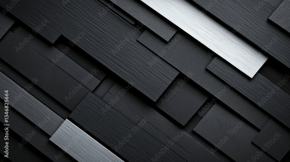 Poster abstract background design featu angled dark gray and silver rectangles designed with a realistic wo