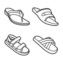 four sandal line art images