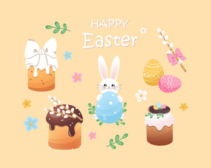 Easter set. Vector color illustration.