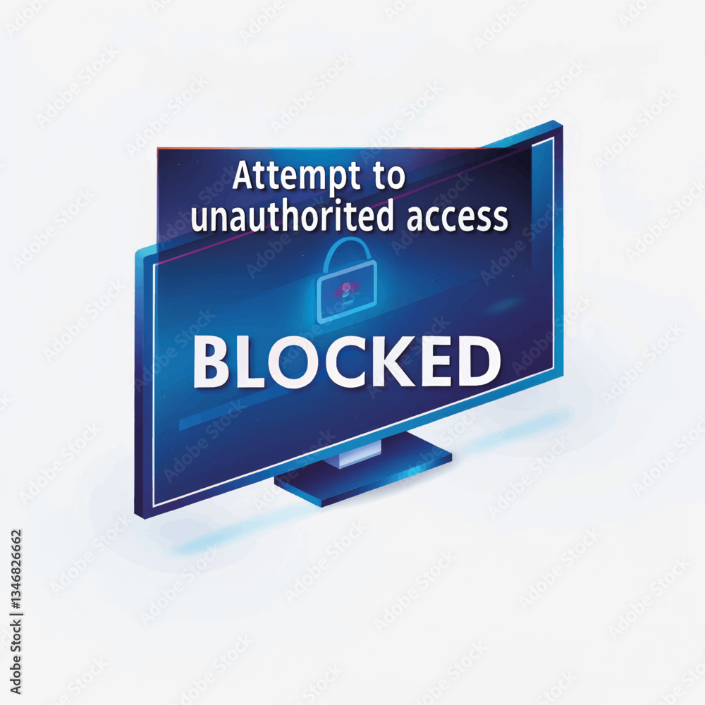 Poster unauthorized access attempt blocked on computer screen