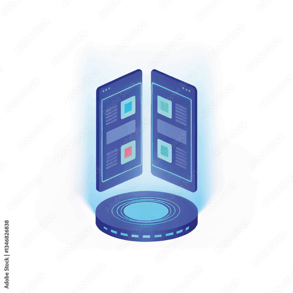 Poster digital interface concept of dual screens with data display