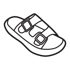 simple strappy sandals, black and white line art