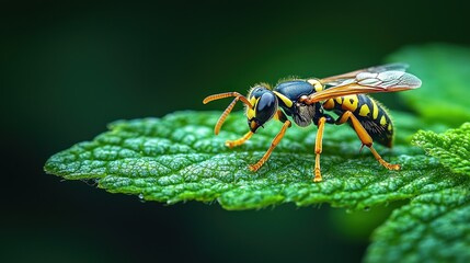 Wasp on Mint Leaf