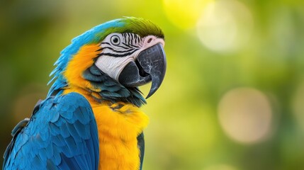 Vibrant Macaw Bird Portrait with Colorful Feathers in Nature