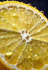 Cross-Section of Lemon with Water Droplets