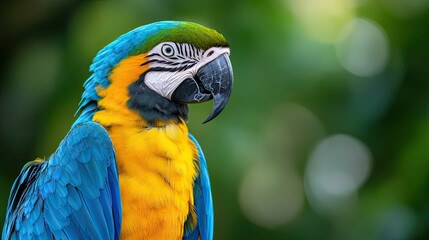 Fototapeta premium Vibrant Macaw Portrait with Colorful Plumage in Natural Setting