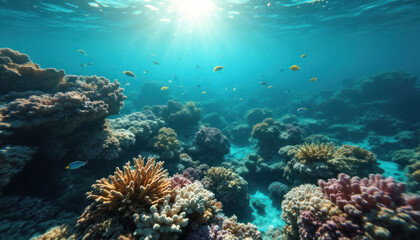 Fototapeta premium Vibrant Underwater Coral Reef Paradise