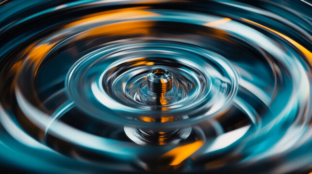 Centrifuge rotor rapidly spins samples, creating centrifugal force to separate materials based on density in a laboratory setting. Bright reflections enhance the dynamic movement.