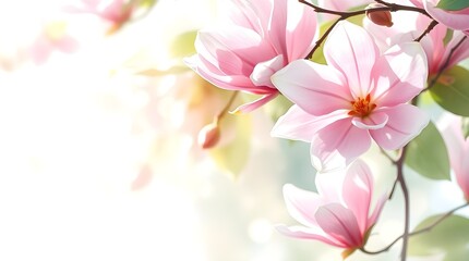 Floral Background – Soft Magnolia Watercolor. Elegant Floral Pattern. Dreamy Spring Flowers