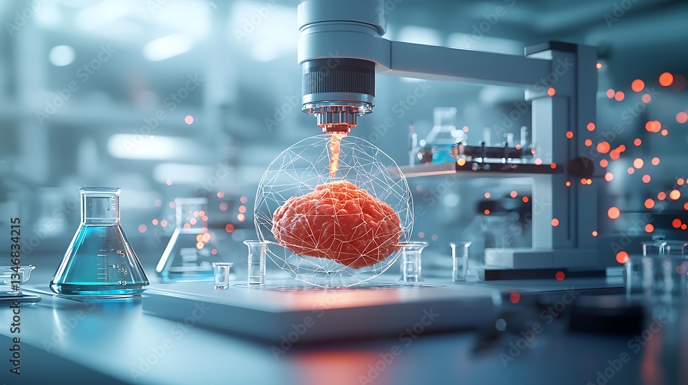Poster Advanced brain research in a futuristic lab setting