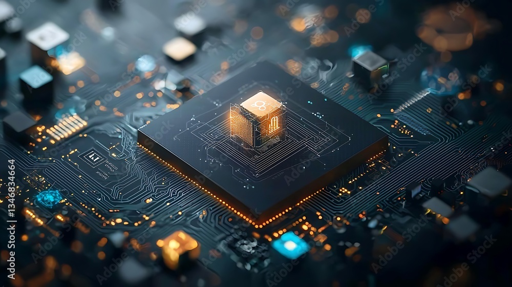 Aufkleber advanced computer chip technology, intricate circuit board