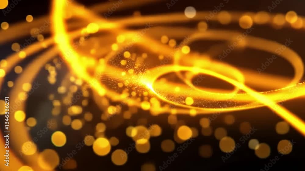 Poster golden swirls and sparkling particles an abstract background of warm elegance and captivating design