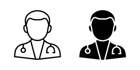 Doctor Icon set. Symbol isolated white background. vector illustration. color editable.