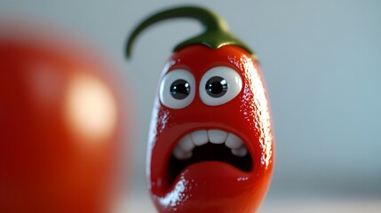 3d cartoon, chili on a clean and clear white background