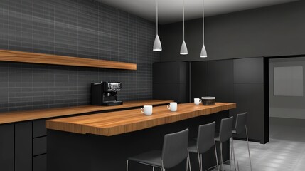 Modern Minimalist Kitchen Design: Sleek Black and Wood