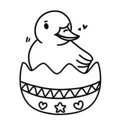 Cute cartoon doodle duck hand drawn 