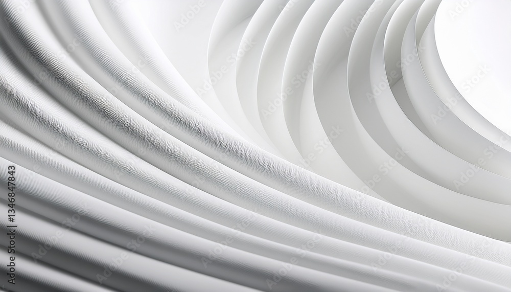 Poster a close-up view of flowing white fabric arranged in gentle waves, with shadows creating depth and te