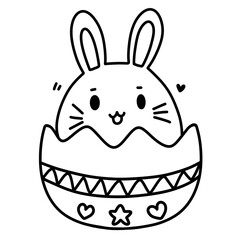Cute cartoon doodle rabbit hand drawn 