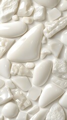 Abstract White Stones Background Texture- Smooth, Polished, and Glossy Pebbles