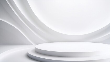 an empty stage with smooth, flowing curves and a clean, modern design. It evokes a sense of elegance and minimalism