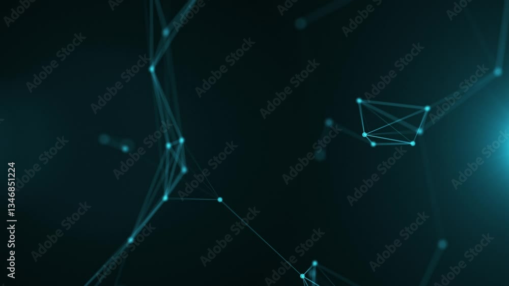 Poster abstract futuristic background with plexus of lines, dots and triangles, digital technology, big dat